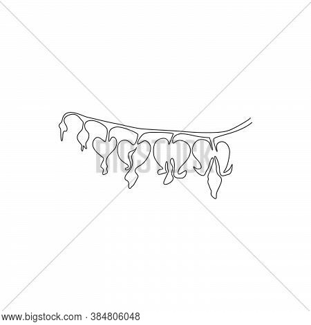 One Continuous Line Drawing Of Beauty Fresh Dicentra Spectabilis For Garden Logo. Decorative Lyre He