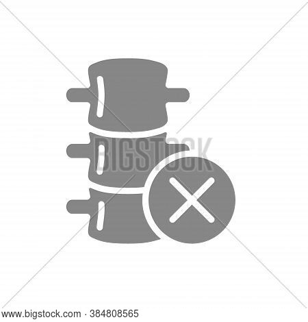 Spine With Cross Checkmark Grey Icon. Spinal Canal Symbol