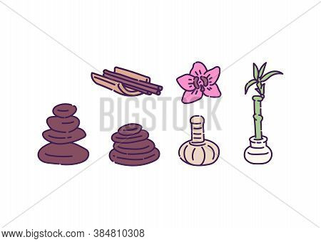 Set Of Vector Line Illustrations For Spa And Aromathe.