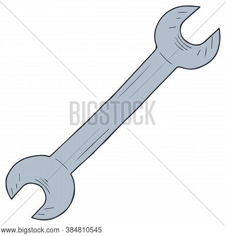 Simple Vintage Double-ended Wrench With Scratches For Bolts