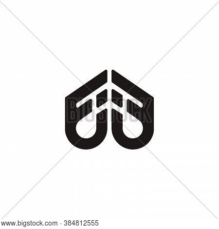Abstract Letter Fj Simple Geometric Line Clear Logo Vector