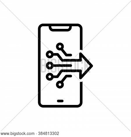 Black Line Icon For Digital Analog Microcomputer Technology App Software Tech Electricity Processor
