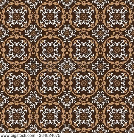 Elegant Flower Motifs Design On Parang Batik With Dark Brown Color Design.