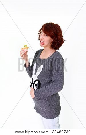 Pasta ile şişman kız