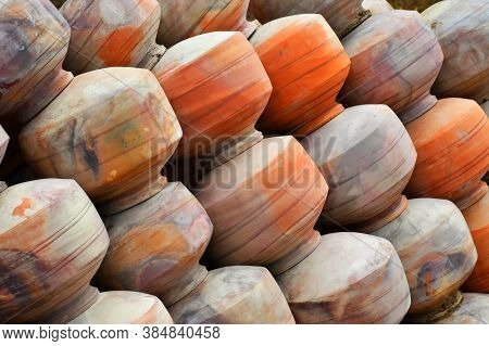 Collection Of Clay Pots Made From Mud Also Known As Matka. Clay Pots Are Used Since Ancient Times An