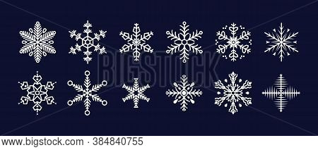 Set Of Cute Snowflakes. Snowflake Collection For Design Christmas And New Year Banner And Cards. Win