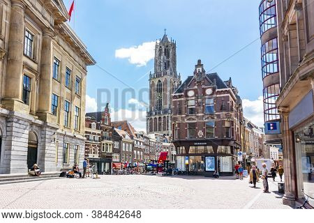 Utrecht Streets And Dom Tower, Netherlands - June 2019
