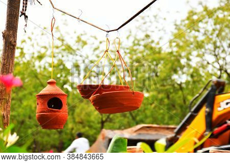 Crafts Clay Natural Nest House For Robin And Other Garden Birds