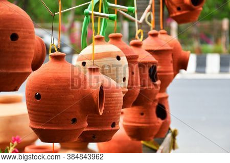 Crafts Clay Natural Nest House For Robin And Other Garden Birds