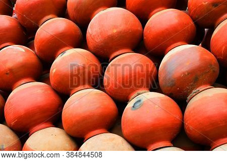 Collection Of Clay Pots Made From Mud Also Known As Matka. Clay Pots Are Used Since Ancient Times An