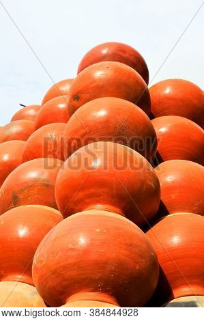 Collection Of Clay Pots Made From Mud Also Known As Matka. Clay Pots Are Used Since Ancient Times An