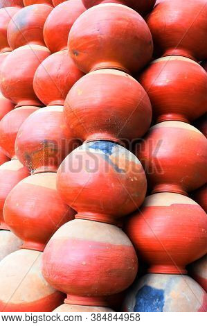 Collection Of Clay Pots Made From Mud Also Known As Matka. Clay Pots Are Used Since Ancient Times An