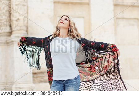 Bohemian Fashion Young Women Walking Down The Street