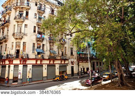 Havana, Cuba - December 11, 2016: Street Scene In Old Havana