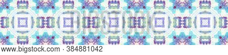 Ethnic Pattern. Seamless Tie Dye Illustration. Ikat Indonesian Design. Blue, White, Indigo, Denim Se