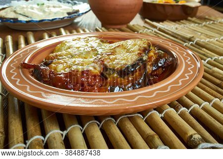 Parmigiana Siciliana Di Melanzane - Italian Dish Sicilia Made With A Shallow Or Deep-fried Sliced Eg