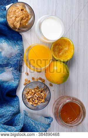 Iced Coffee Cold Drink Orange Whipped Cream Food Preparation