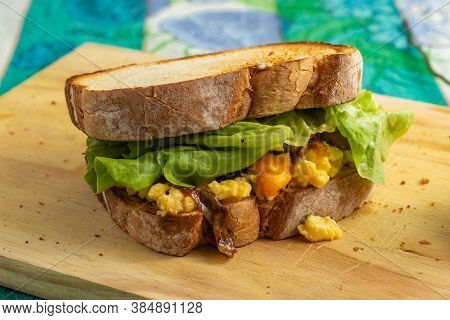 Egg Mayonnaise Caramelized Onions Sandwich Breakfast Food