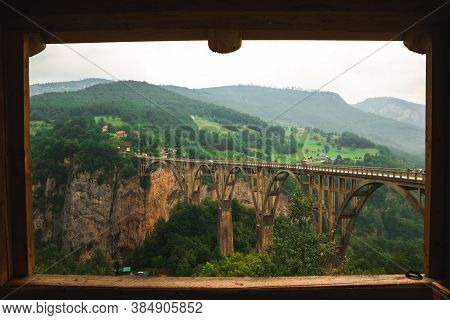 Atmospheric Photo While Traveling In The Mountains Of Montenegro, A Bridge In A Frame, A Landscape F