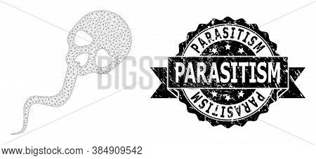 Parasitism Dirty Seal And Vector Dead Sperm Mesh Structure. Black Stamp Seal Contains Parasitism Cap