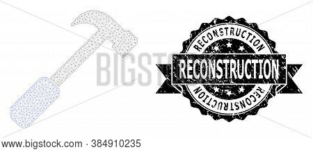 Reconstruction Unclean Stamp And Vector Hammer Mesh Structure. Black Stamp Has Reconstruction Title 