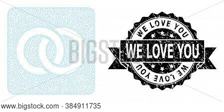 We Love You Textured Seal Imitation And Vector Wedding Rings Mesh Model. Black Seal Has We Love You 