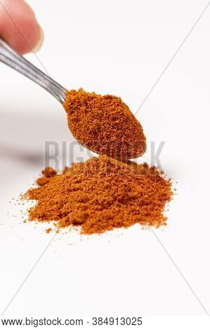 Powdered Pimienta Red Pepper Pile From Top On White Background