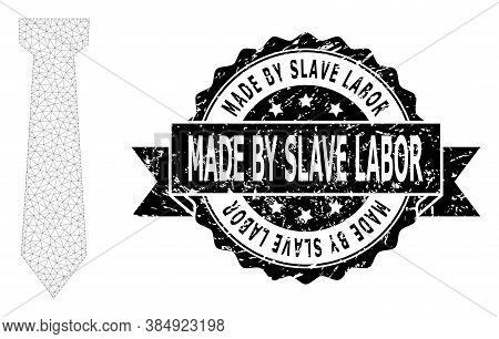 Made By Slave Labor Corroded Seal Imitation And Vector Tie Mesh Model. Black Stamp Seal Includes Mad