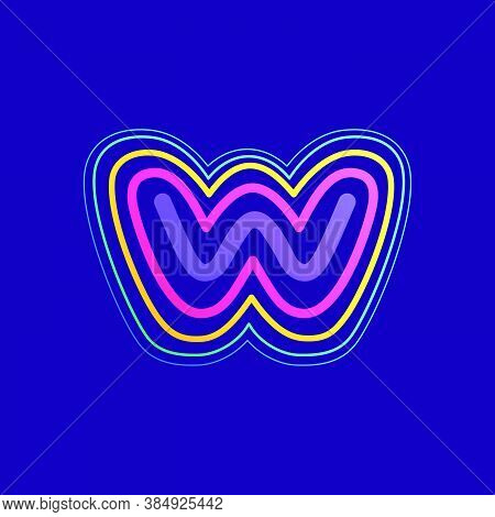Colorful Line W Letter Logo. This Icon Made Of Stroke Can Be Used For A Nightlife Advertising, Carto