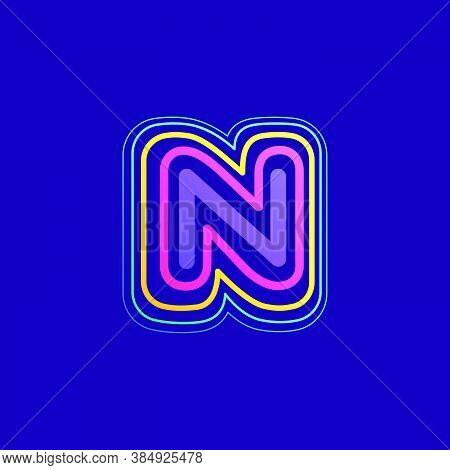 Colorful Line N Letter Logo. This Icon Made Of Stroke Can Be Used For A Nightlife Advertising, Carto
