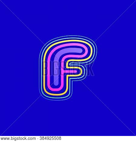 Colorful Line F Letter Logo. This Icon Made Of Stroke Can Be Used For A Nightlife Advertising, Carto