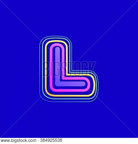 Colorful Line L Letter Logo. This Icon Made Of Stroke Can Be Used For A Nightlife Advertising, Carto