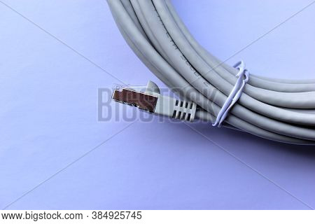 Lan Cable Patch Cord White Cord On White Background