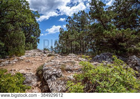 Beautiful Natural Landscape On Mount Koshka, A Landmark In Crimea