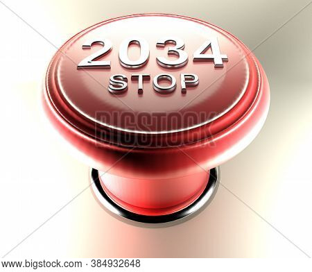 2034 Stop On Red Emergency Push Button - 3d Rendering Illustration