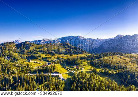 Tauplitz Alm In Styria During Summer. Beautiful Scenery In The Austrian Alps.