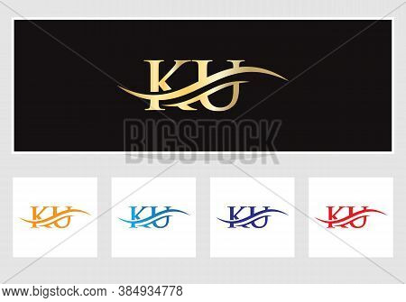 Ku Modern Creative Unique Elegant Minimal With Gold Colour. Ku Initial Based Letter Icon Logo.