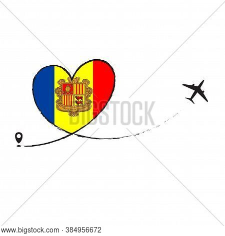 Flag Andorra Love Romantic Travel Airplane Air Plane Aircraft Aeroplane Flying Fly Jet Airline Line 
