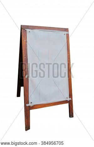 Silde View Of Wood Billboards Symbols On White Background