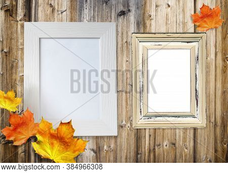 Wooden Frames And Wood Texture. Free Space For Your Design And Home Interior, Mock Up