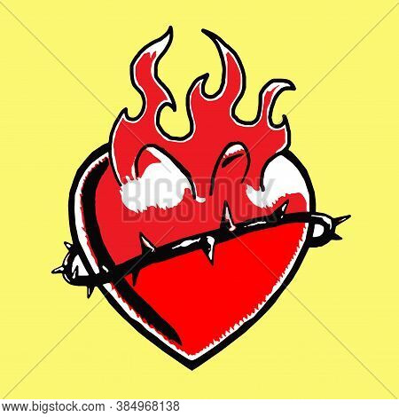 Crown Of Thorns And Heart, Icon, Logo Or Tattoo, Vector, Eps 10