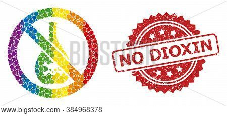 Forbidden Chemicals Collage Icon Of Round Spots In Different Sizes And Lgbt Color Tinges, And No Dio