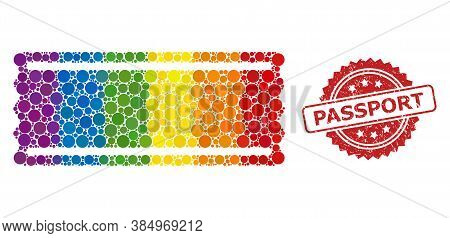 Ticket Template Collage Icon Of Spheric Dots In Different Sizes And Lgbt Colored Color Hues, And Pas
