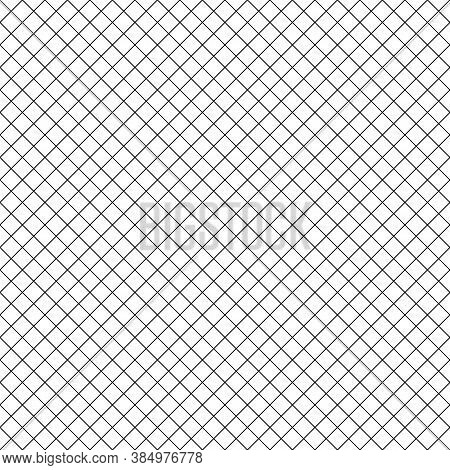 Seamless Surface Pattern With Mini Diamond Ornament. Black Diagonal Stripes Grill On White Backgroun