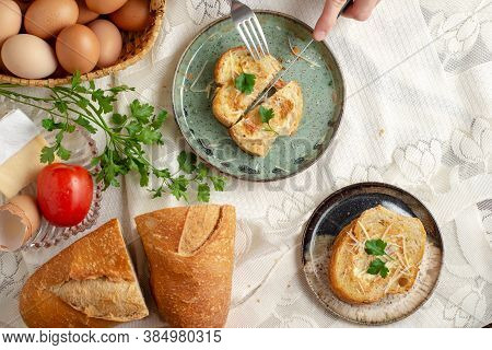 Eggs In The Nest Breakfast Bread Morning Food