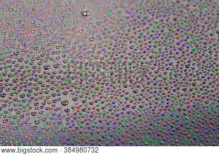 Many Small Water Drops On The Surface Of Cellphone Hydriphobic Coated Glass Screen