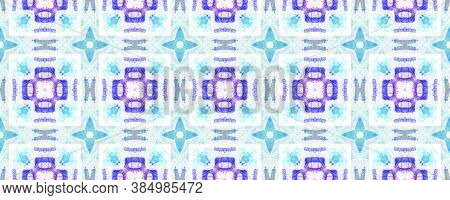 Geometric Painting. Repeat Tie Dye Illustration. Ikat African Print. Abstract Batik Motif. Blue, Whi