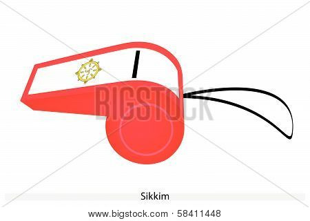 A Red And White Whistle Of Sikkim