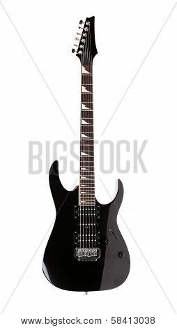 Full size black electric guitar