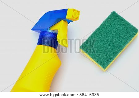 cleaning bottle and scourer
